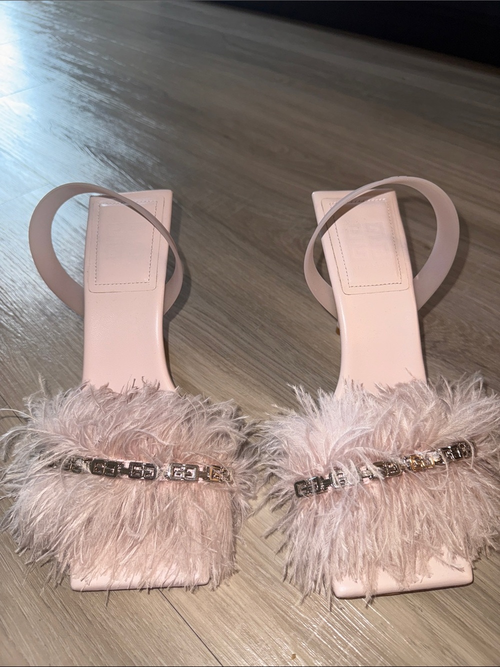 Givenchy mauve Feather Strap Square-Toe Heels